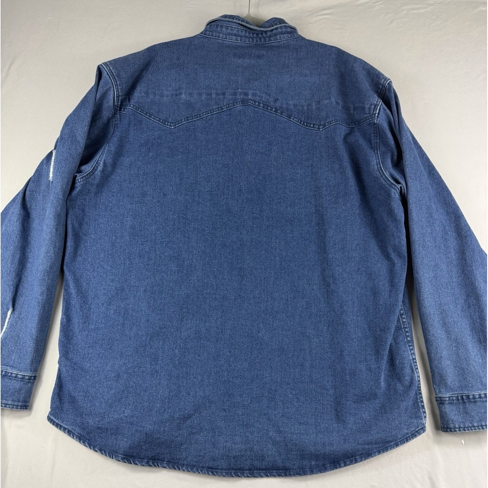 Stacy Adams blue distressed jean button up denim jacket, women's xxl - Picture 6 of 7